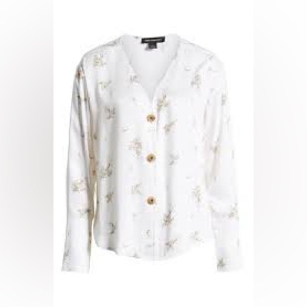 Something Navy Bailey Ivory V-Neck Button Down Fl… - image 2